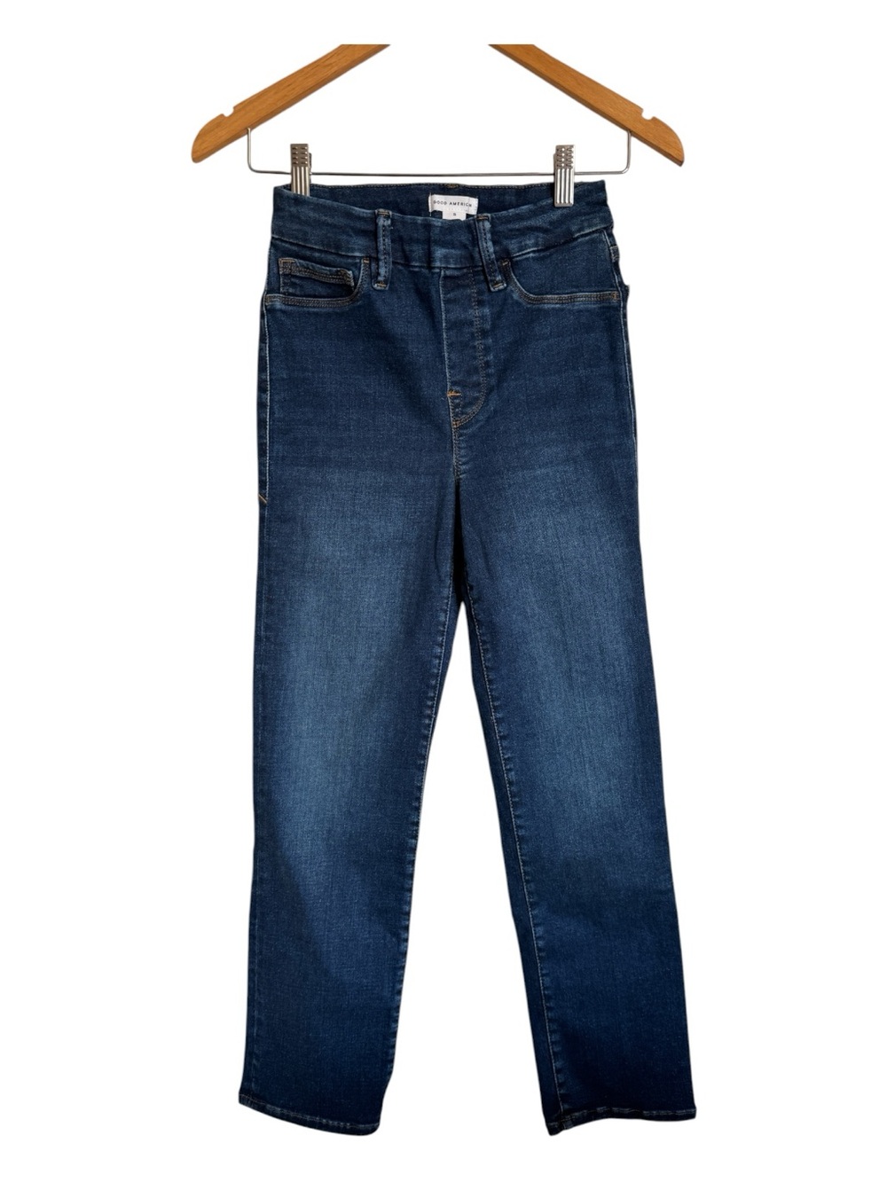 GOOD AMERICAN Good Legs Pull On Straight Jeans in Indigo 491 S